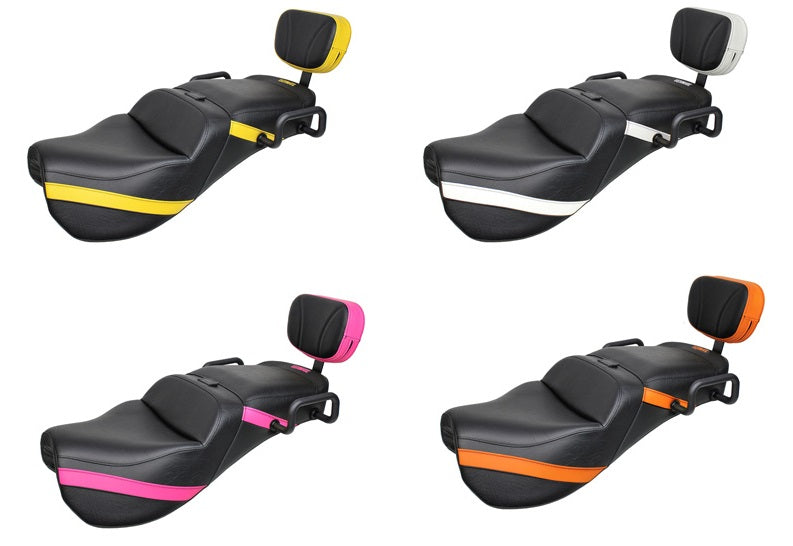 Midrider Seats for Ryker with Passenger Backrest and Red Ostrich Imitation Trim