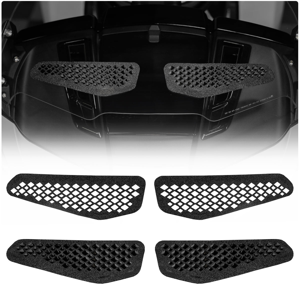 TricVentz directional ventilation inserts for Can-Am Spyder RT 2020+ windshield (includes 2 upward-facing and 2 downward-facing)