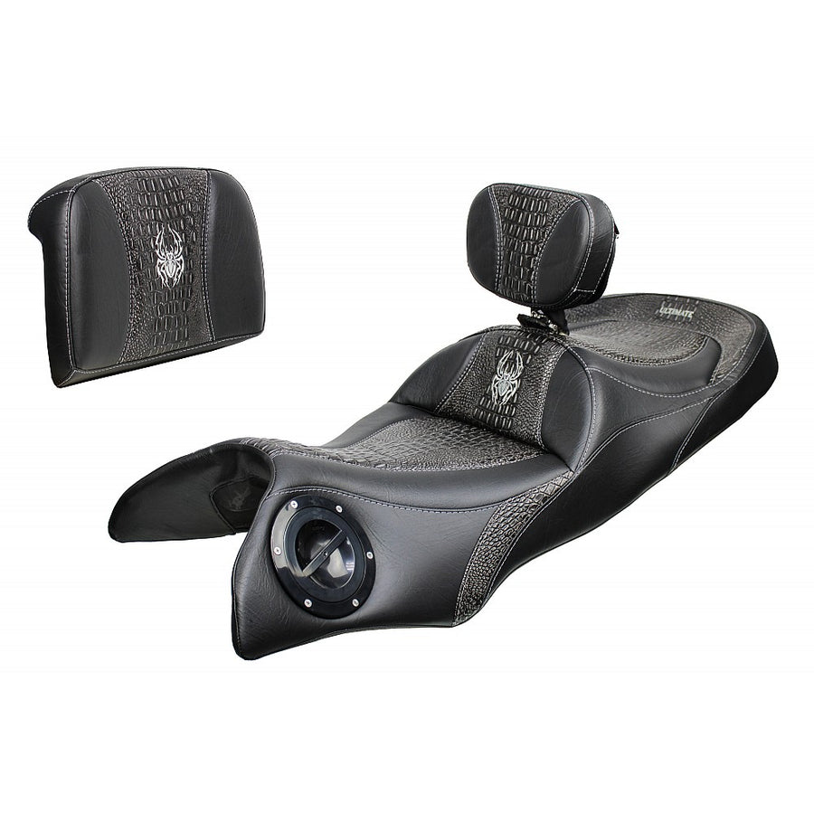 Double Black Seat with Crocodile-Effect Trim with Driver and Passenger Backrest for your RT 2020 and newer