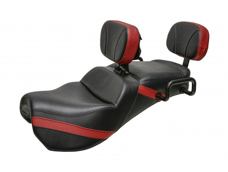 Midrider Seats for Ryker with Driver and Passenger Backrest and Red Ostrich Imitation Trim