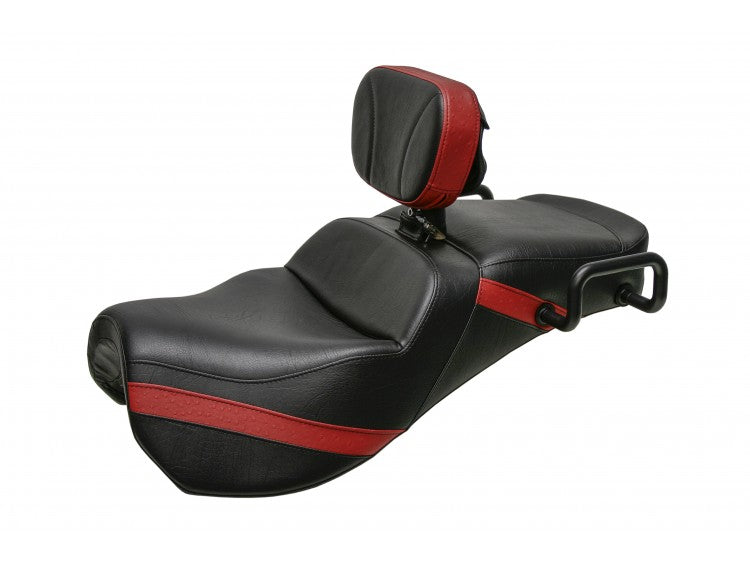 Midrider Seats for Ryker with Driver's Backrest and Red Ostrich Imitation Trim