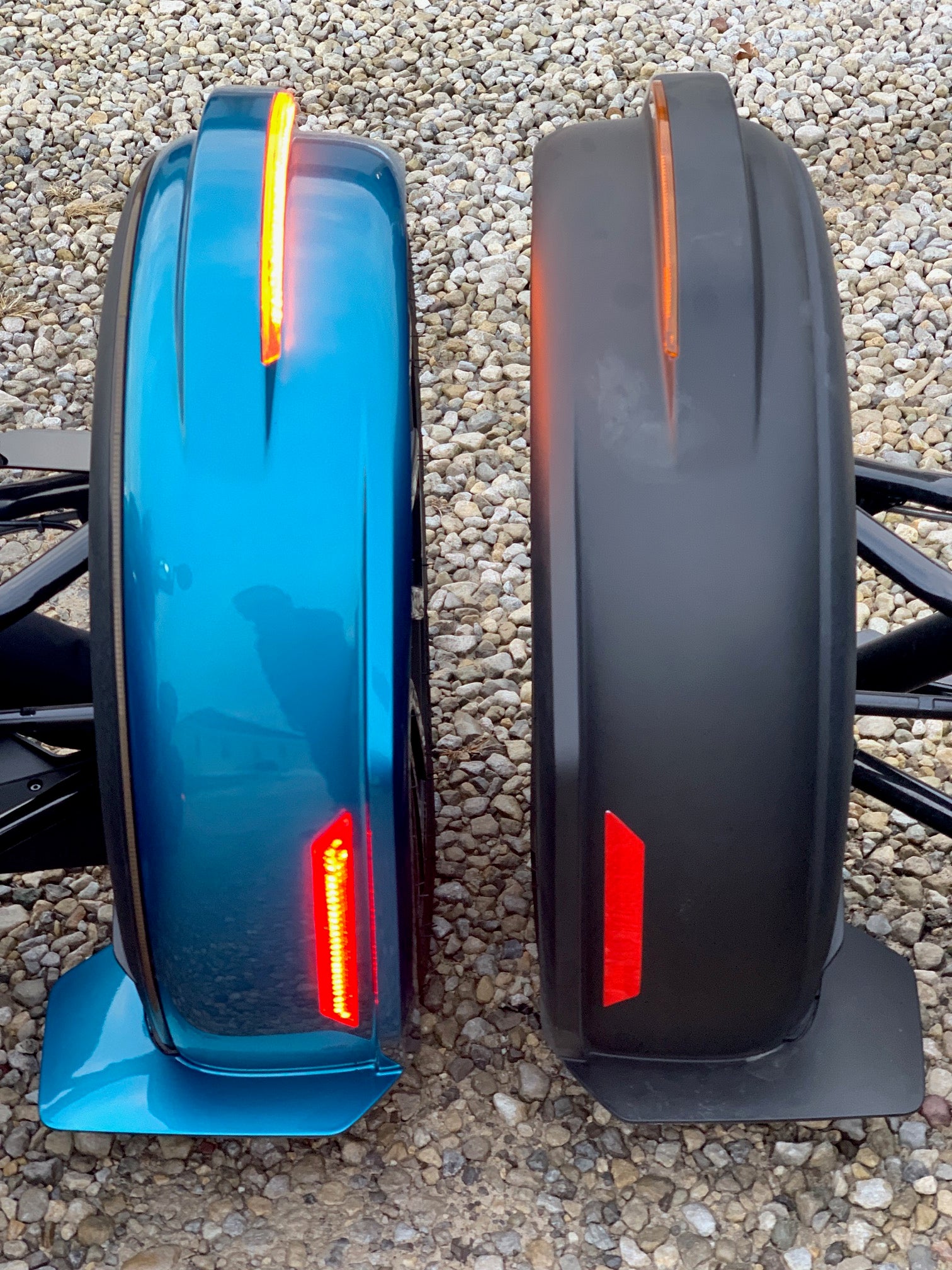 Amber and red LED for front fender with sequential turn signals