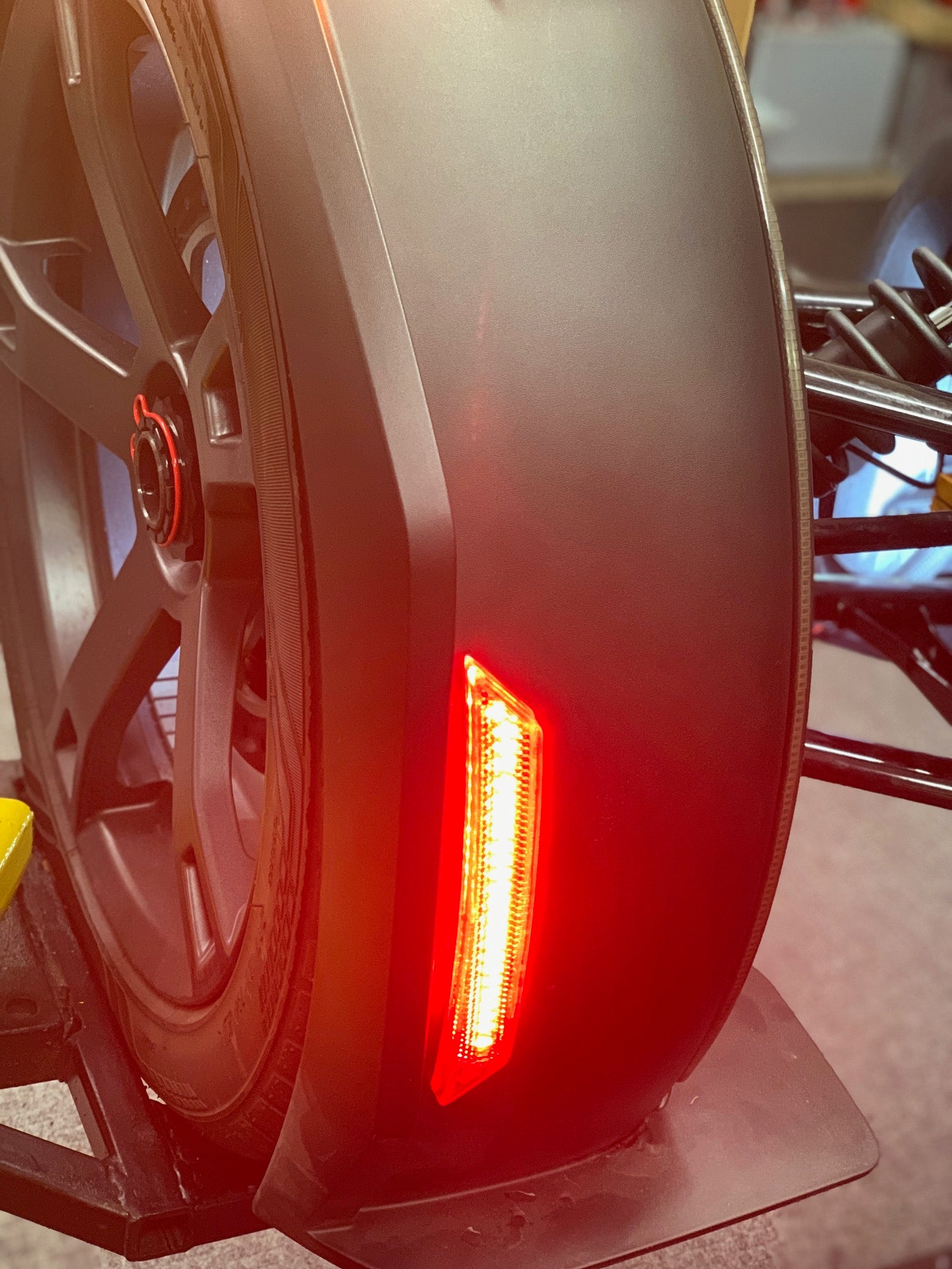 Amber and red LED for front fender with sequential turn signals for Ryker