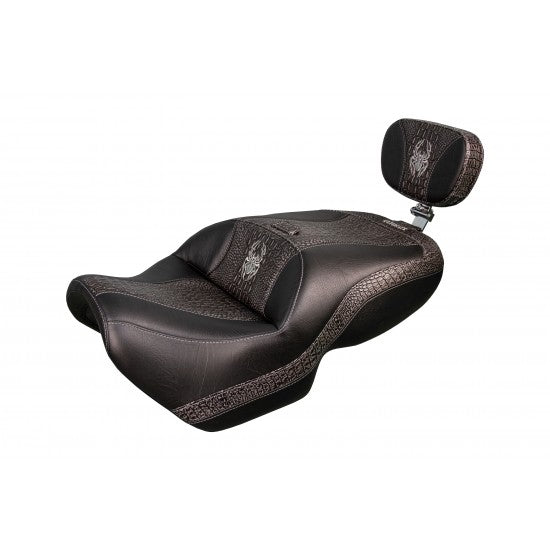 Double seat for your F3 from Ultimate Seat with Ebony Imitation Crocodile Insert and Logo