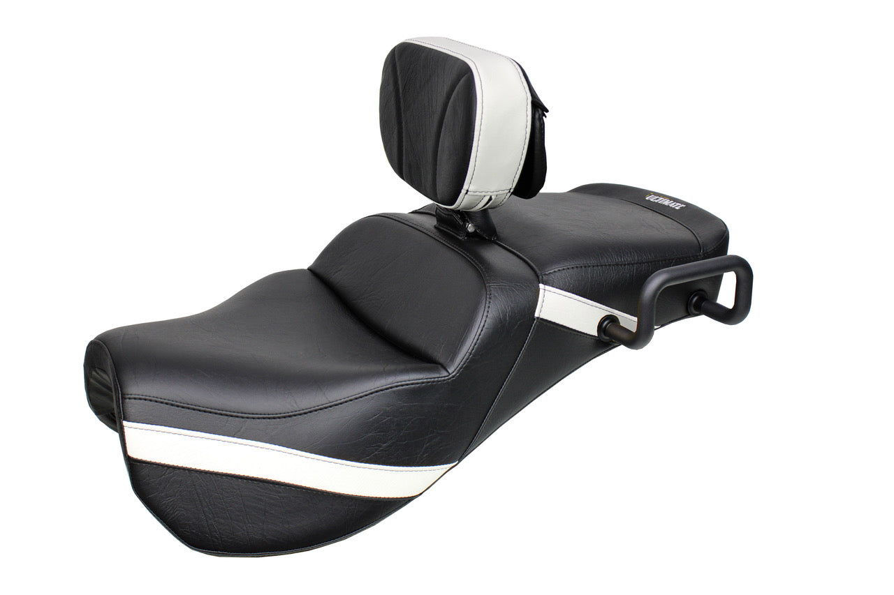 Midrider Seats for Ryker with Driver's Backrest and Red Ostrich Imitation Trim
