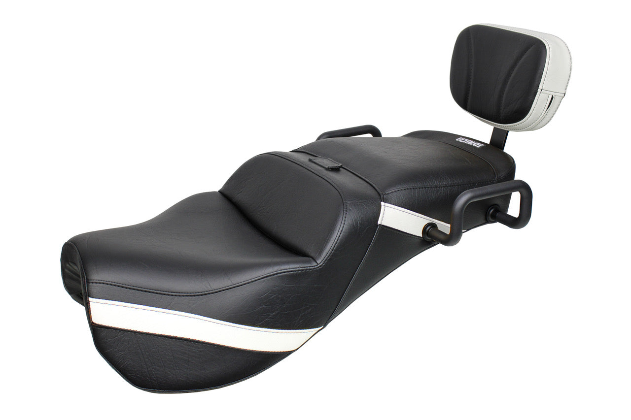 Midrider Seats for Ryker with Passenger Backrest and Red Ostrich Imitation Trim