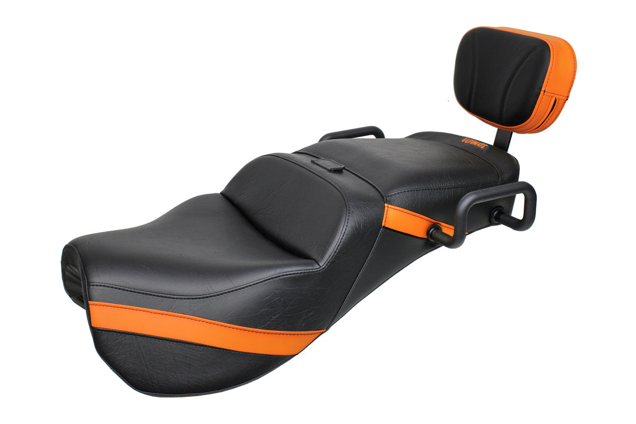 Midrider Seats for Ryker with Passenger Backrest and Red Ostrich Imitation Trim
