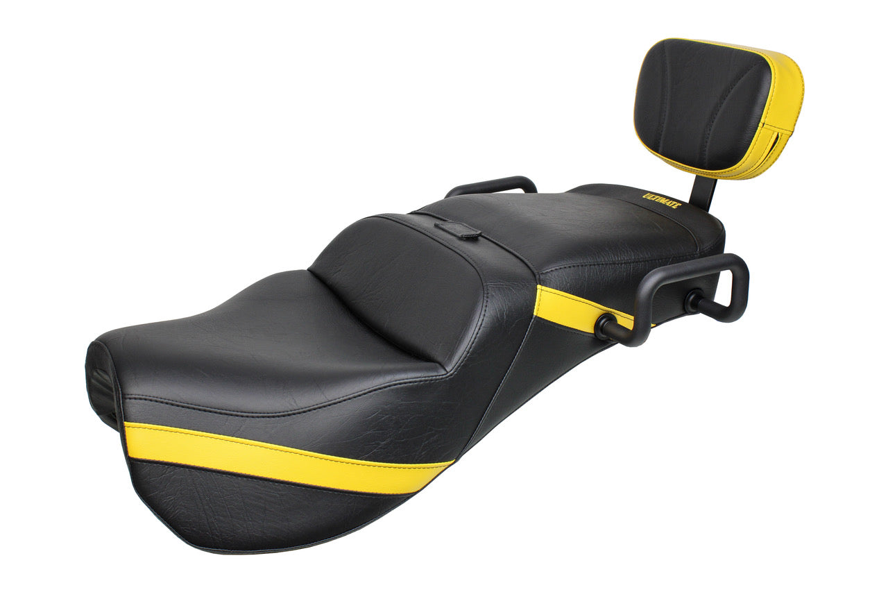 Midrider Seats for Ryker with Passenger Backrest and Red Ostrich Imitation Trim